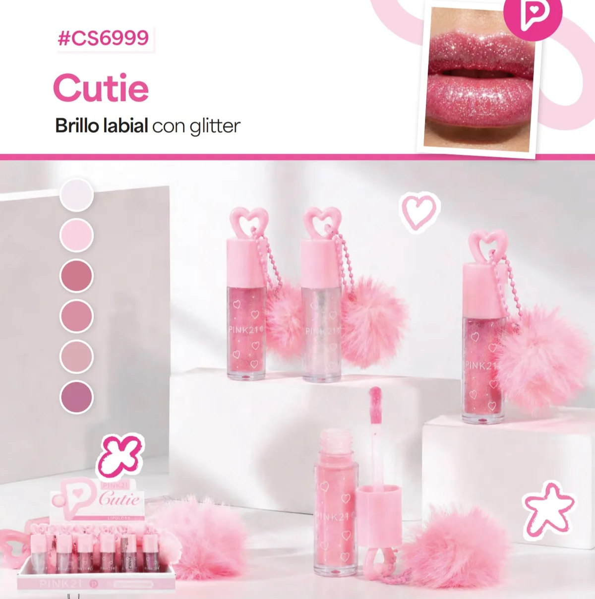 Brillo Labial con Llavero Pink21