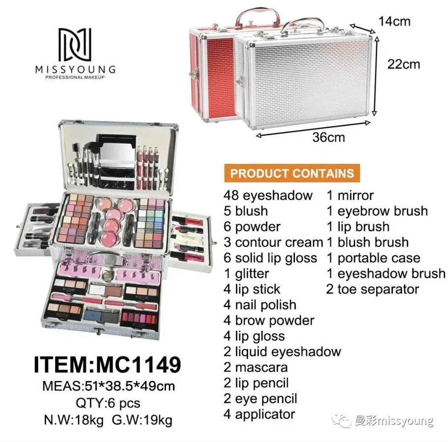 SET DE MAQUILLAJE COMPLETO MALETIN PROFESIONAL MAKEUP