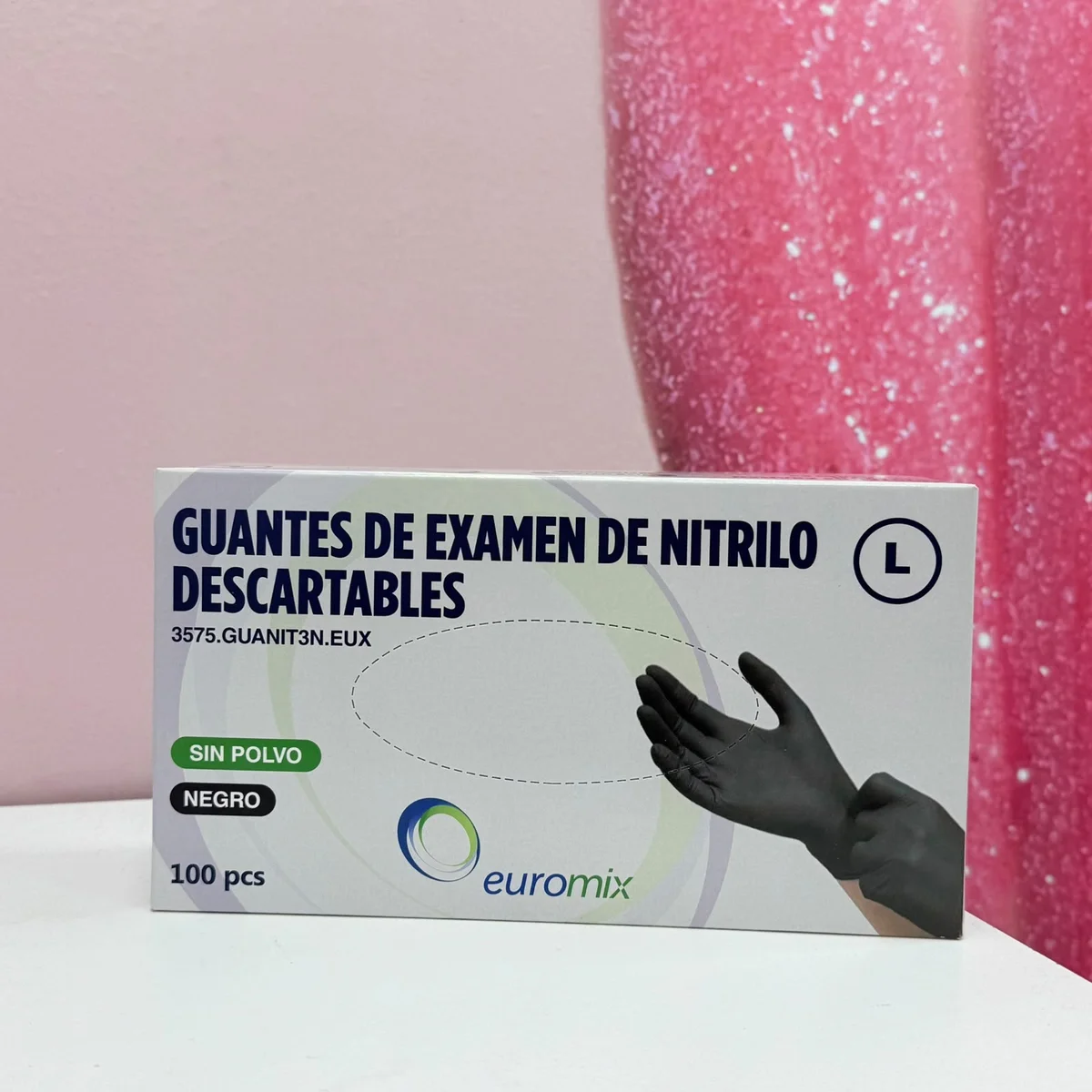 GUANTES DE EXAMEN NITRIL NEGRO TALLE L