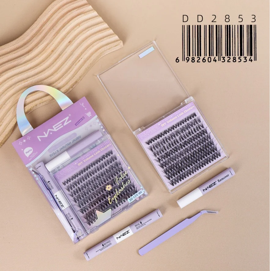 Kit de Pestanas con Pegamento Removedor y Pinza 30d 0.07d Mix Naez