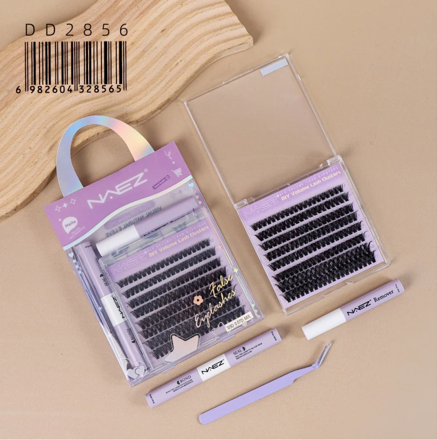 Kit de Pestanas con Pegamento Removedor y Pinza 60d 0.07d Mix Naez