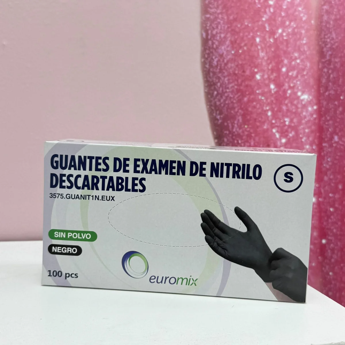 GUANTES DE EXAMEN DE NITRILO TALLE S NEGROS