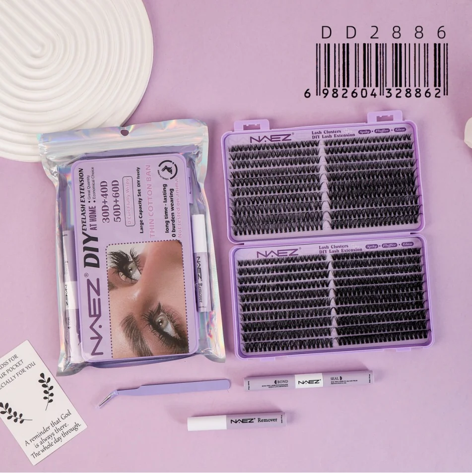 Kit de Pestanas Diy con Pinza y Bond Seal 30d+40d+50d+60d 0.07d Mix Naez