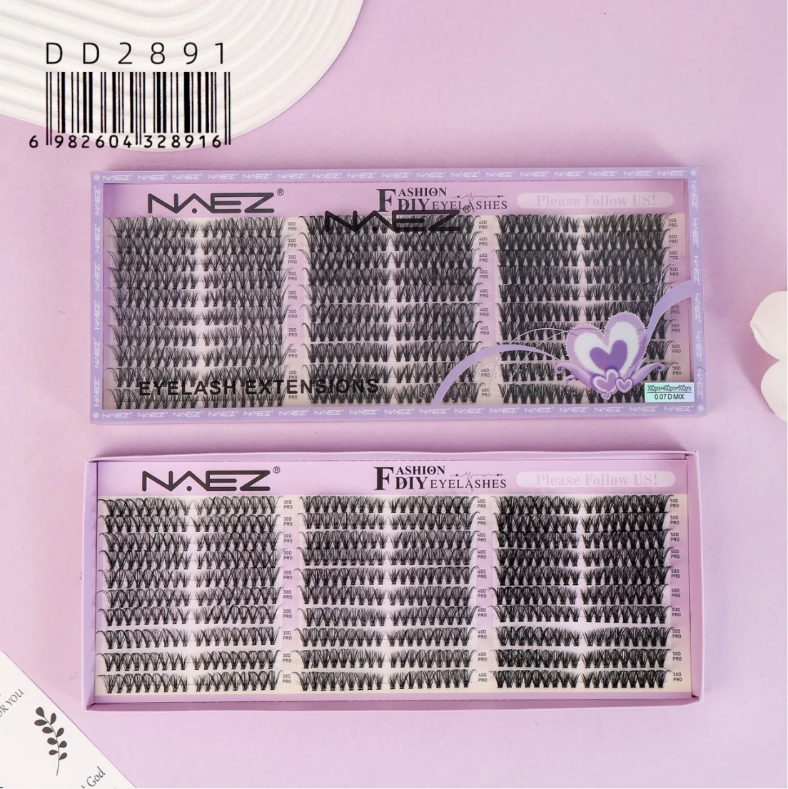 Blister de Pestanas en Grupos Cluster Diy 30dpro+40dpro+50dpro 0.07d Mix Naez