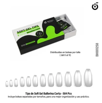 Soft Gel Tips Ballerina Corta 504pcs Cherimoya