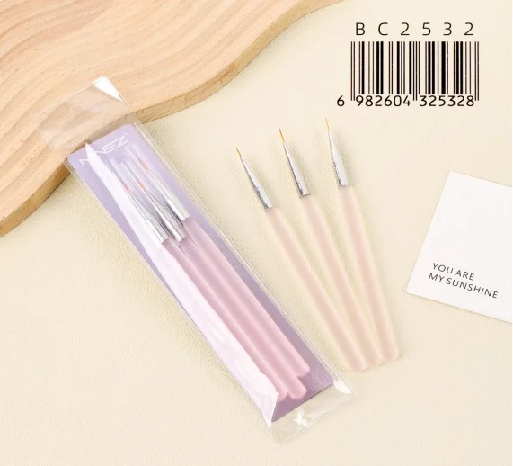 P*12 SET DE 3 PINCELES PROFESIONALES PARA NAIL ART NAEZ