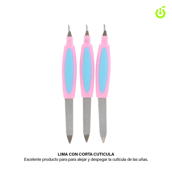 P*12 REPUJADOR/EMPUJADOR CORTA CUTICULAS+LIMA 3PCS