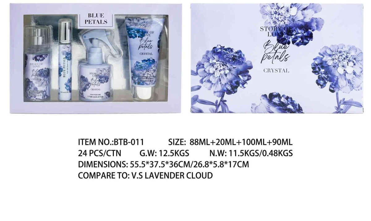 Set de Perfume Body Mist Fragancia Splash Crema Corporal 4pcs