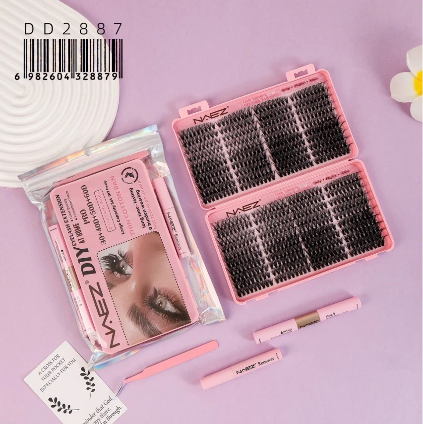 Kit de Pestanas Diy con Pinza y Bond Seal 30d+40d+50d+60d 0.07d Mix Naez