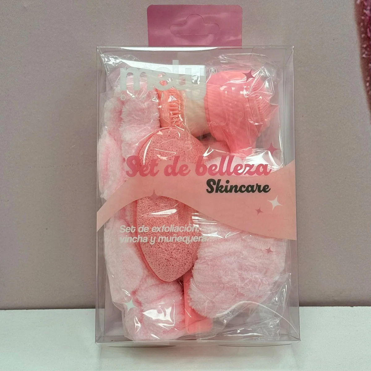 Set de Belleza con Vinchas Esponjas y Cepillo Facial Mely