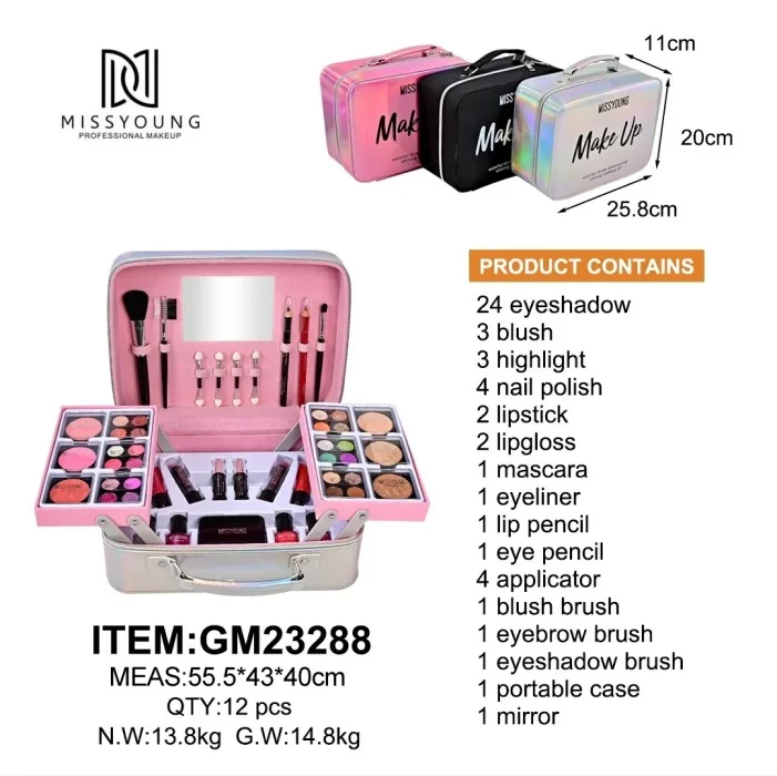 SET DE MAQUILLAJE COMPLETO MALETIN PROFESIONAL MAKEUP