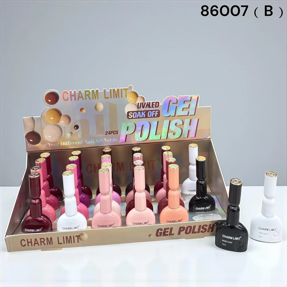 CHARM LIMIT GEL POLISH X 60 ESMALTES + 6 TOP + 6 BASE