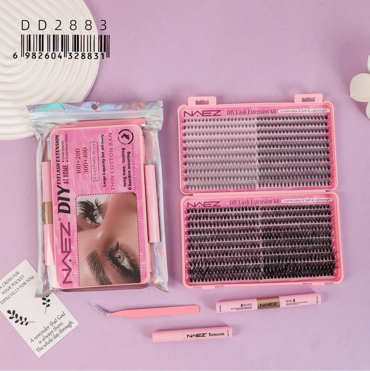 Kit de Pestanas Diy con Pinza y Bond Seal 10d+20d+30d+40d Naez