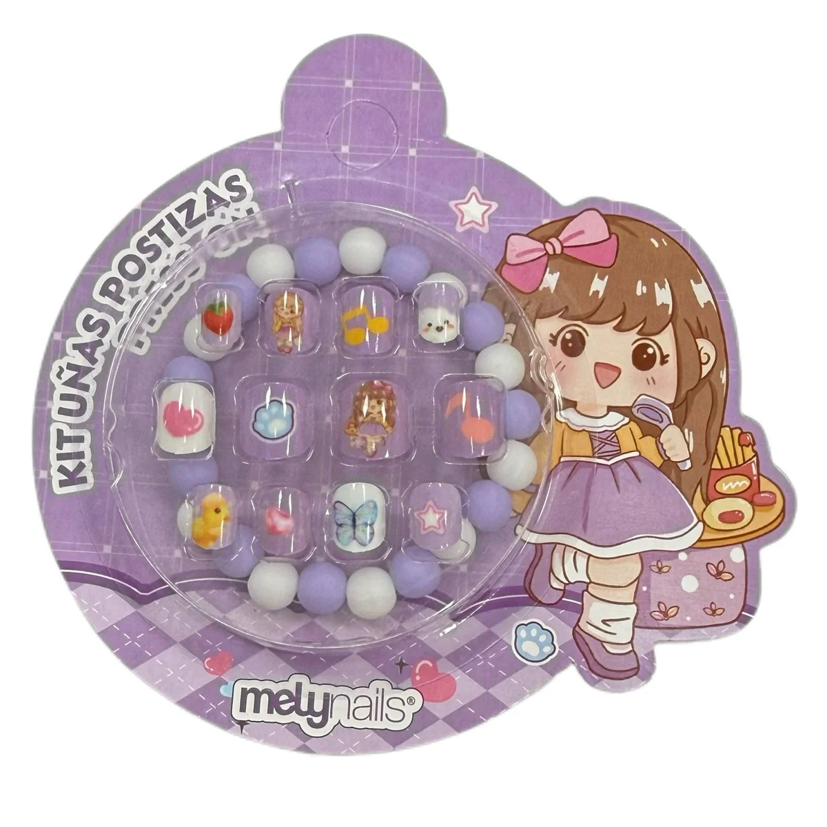 P*12 KIT UNAS POSTIZAS PARA NINA CON PULSERA MELY
